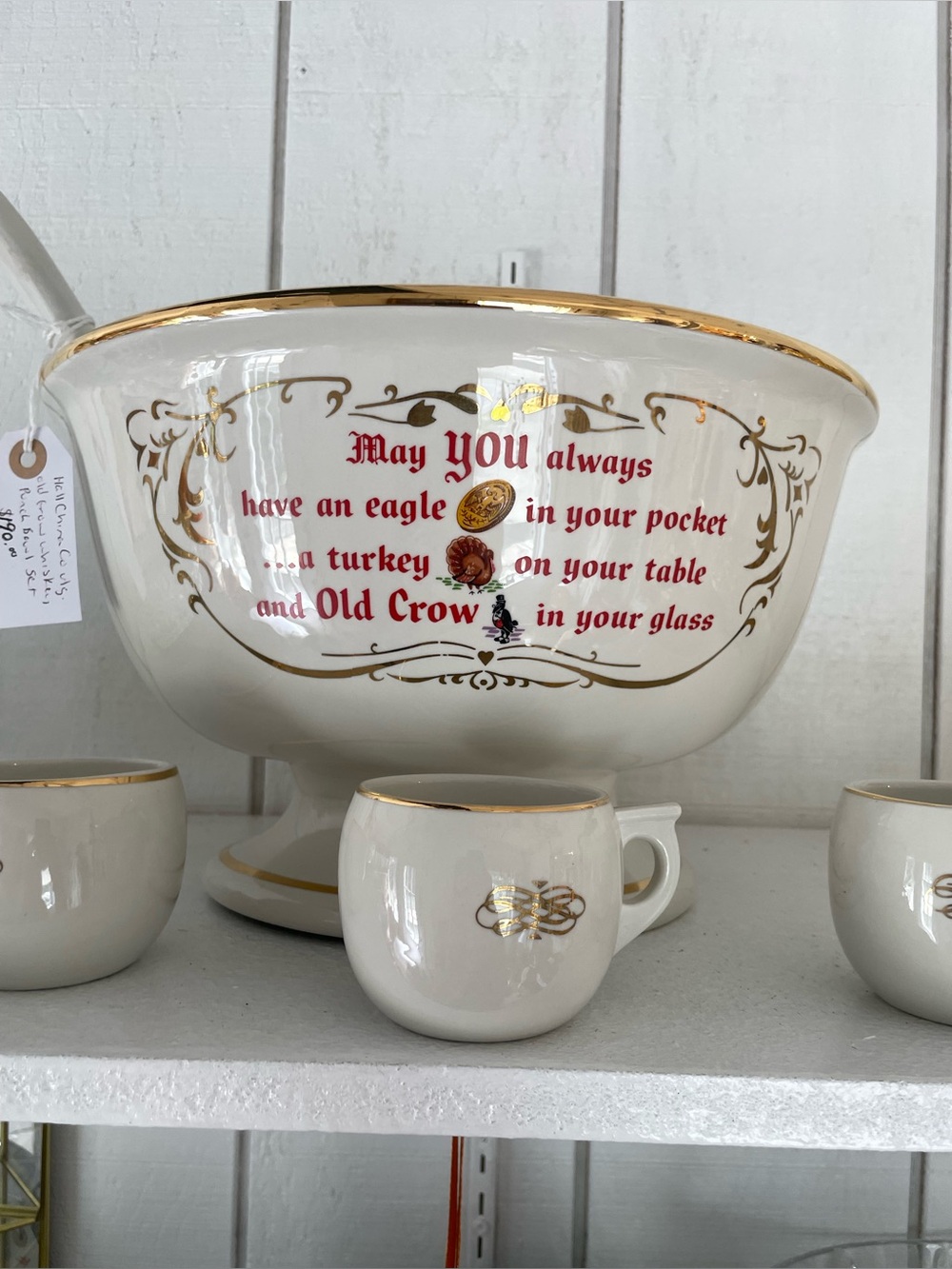 Vintage Hall China Old Crow Punch Bowl.